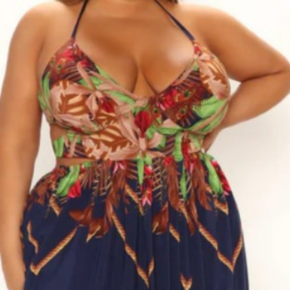 kenzie halter maxi dress Kenzie Halter Maxi Dress - Orange/combo